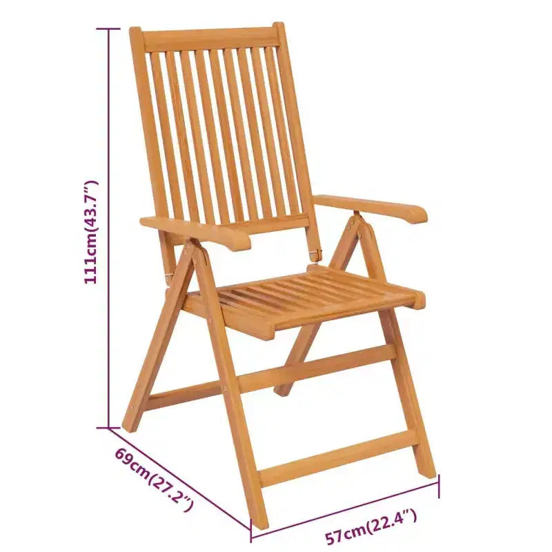 vidaXL Salon de jardin en bois massif d'acacia pliable Bois naturel Taille moyenne