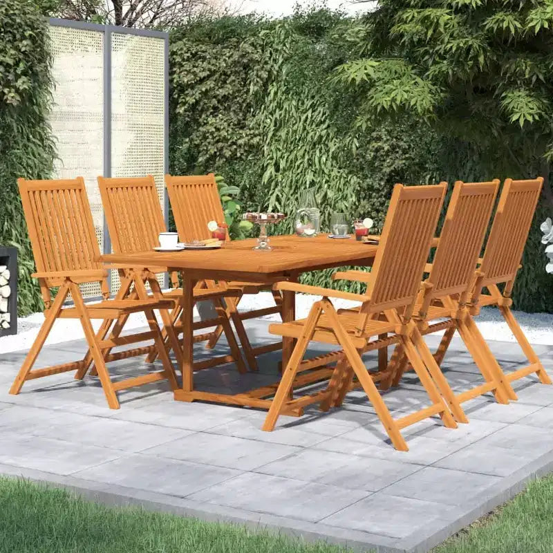 vidaXL Salon de jardin en bois massif d'acacia pliable Bois naturel Taille moyenne