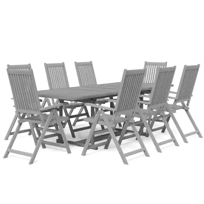 vidaXL Garden Dining Set Grey Solid acacia wood Standard Extendable