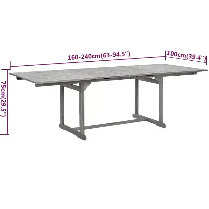 vidaXL Ensemble de salle à manger de jardin Gris Bois d'acacia massif Standard Extensible