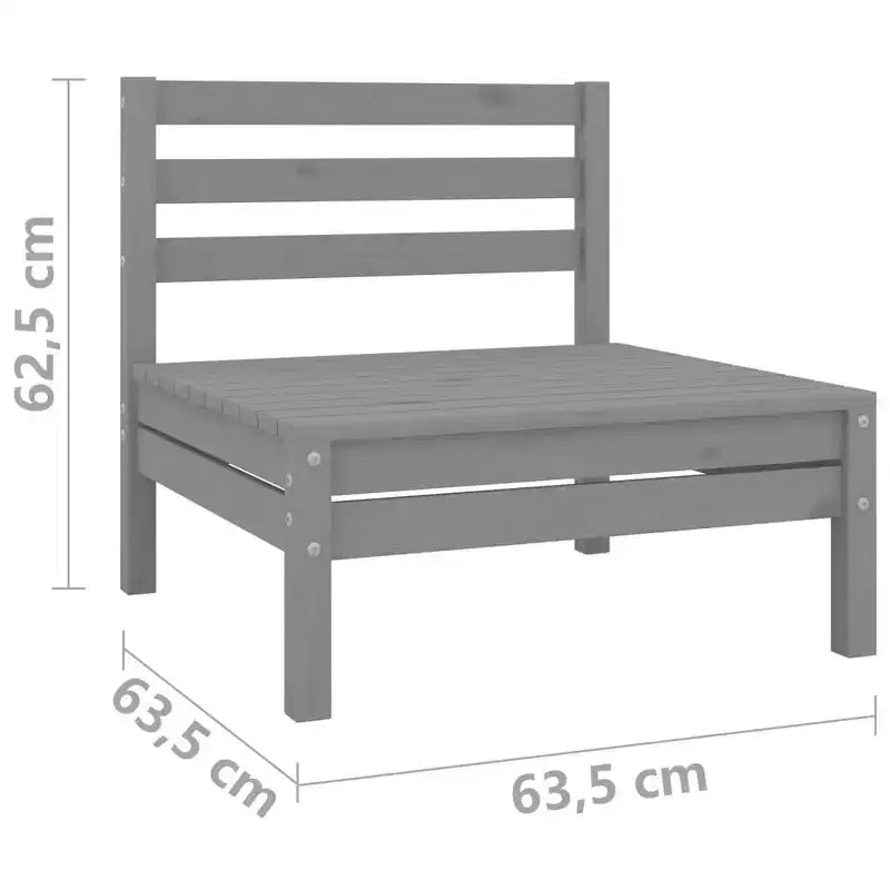 vidaXL Salon de jardin gris en pin massif 3 pièces modulable