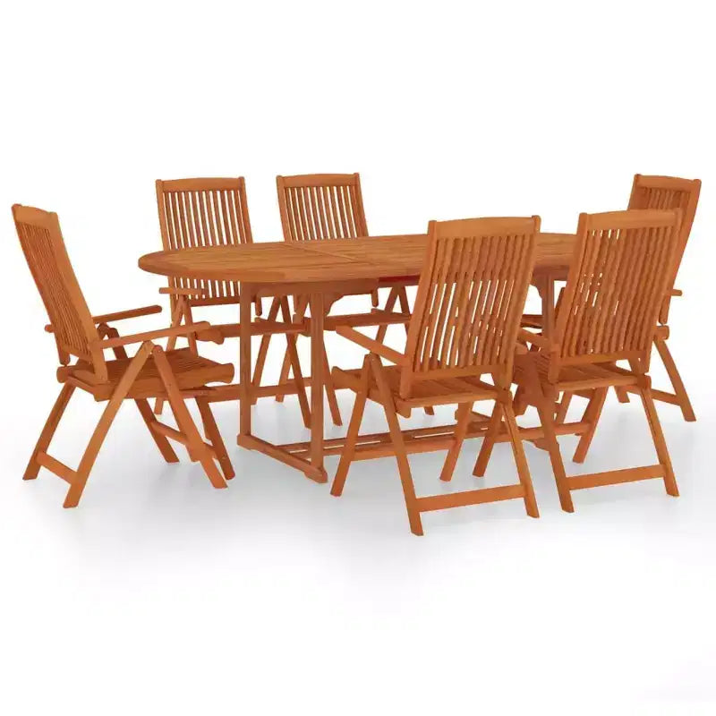 vidaXL Patio Dining Set Outdoor Extendable Table and Chair Solid Eucalyptus Wood