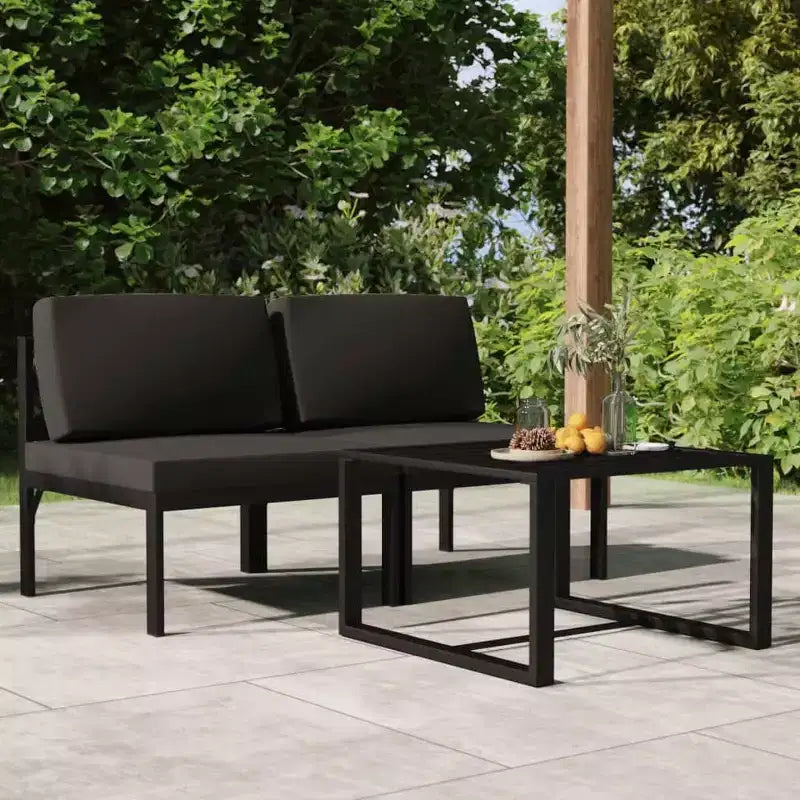 vidaXL Salon de jardin Sectionnel d'extérieur en aluminium anthracite