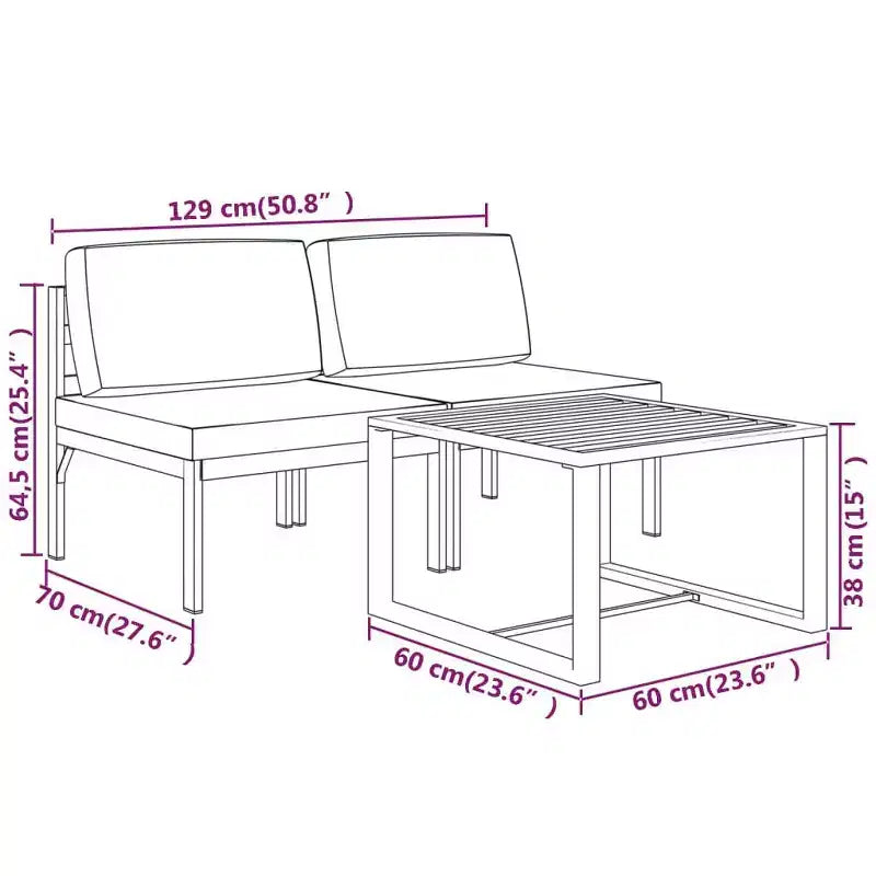 vidaXL Salon de jardin Sectionnel d'extérieur en aluminium anthracite