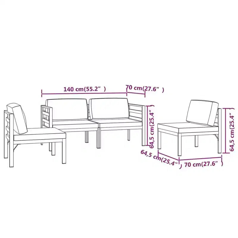 vidaXL Salon de jardin modulaire Table Aluminium Anthracite