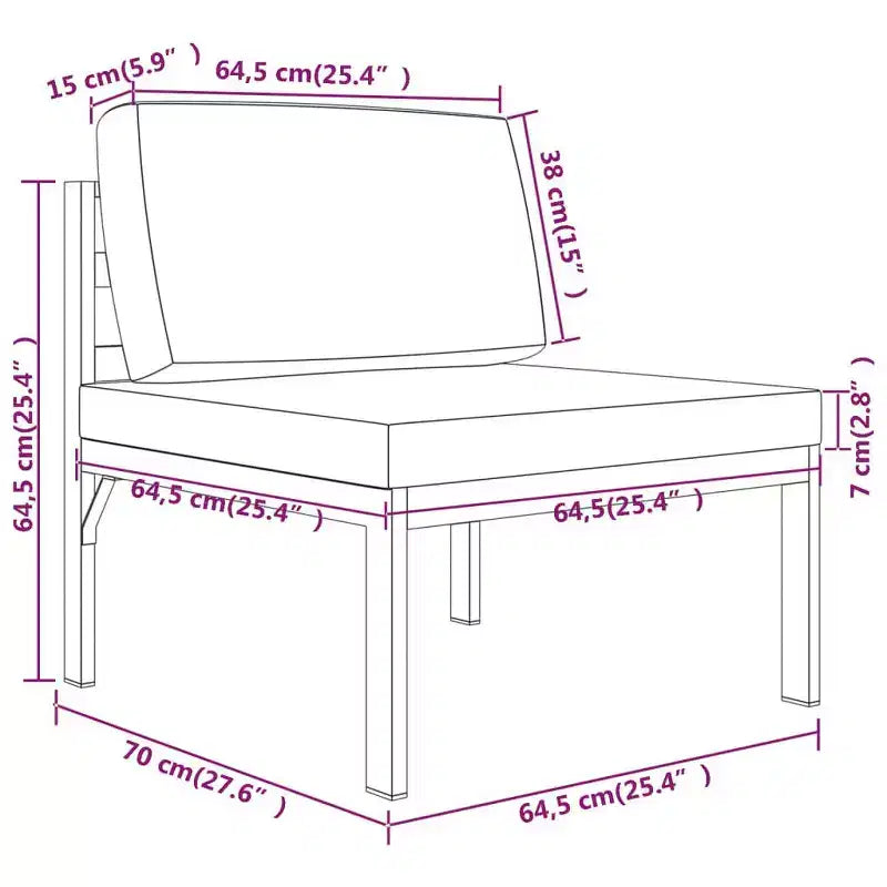vidaXL Salon de jardin modulaire Table Aluminium Anthracite