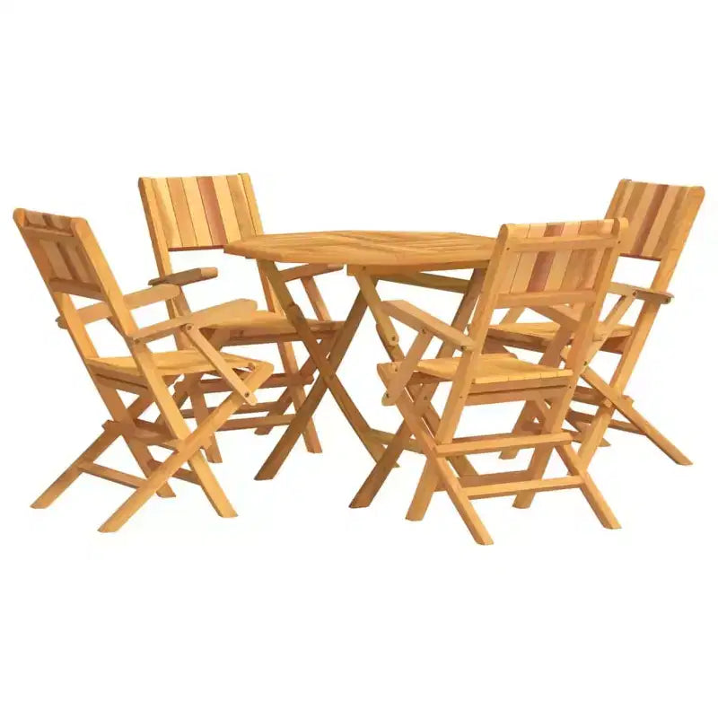 vidaXL Patio Dining Set Table and Chair Furniture 5 Piece Solid Wood Teak
