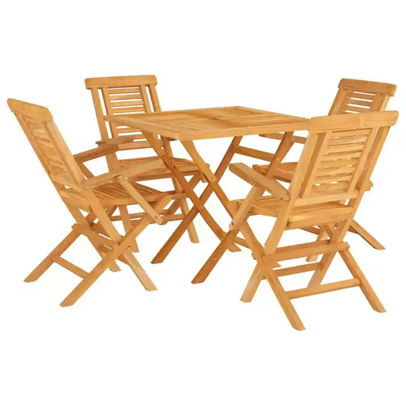 vidaXL Patio Dining Set Table and Chair Furniture 5 Piece Solid Wood Teak