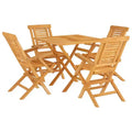 vidaXL Patio Dining Set Table and Chair Furniture 5 Piece Solid Wood Teak