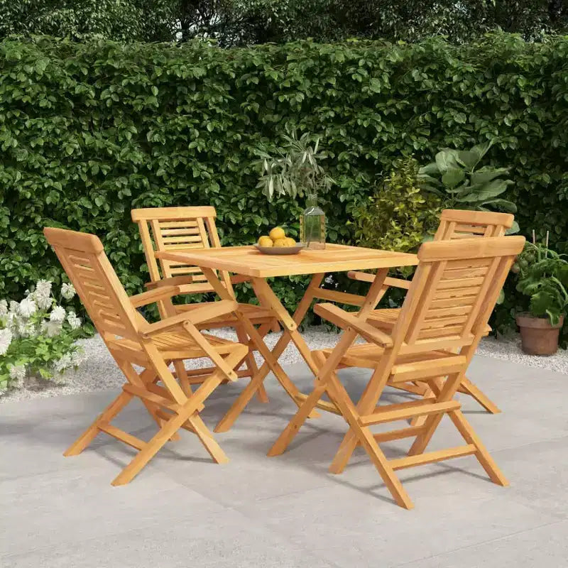vidaXL Ensemble de salle à manger d'extérieur Table et chaises 5 pièces en bois de teck massif