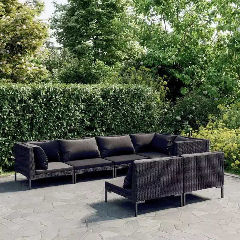 vidaXL Salon de jardin modulaire avec table en résine tressée gris foncé