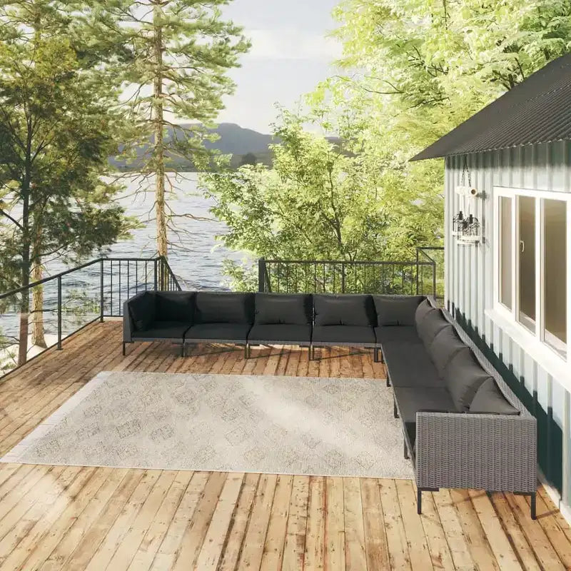 vidaXL Salon de jardin gris foncé