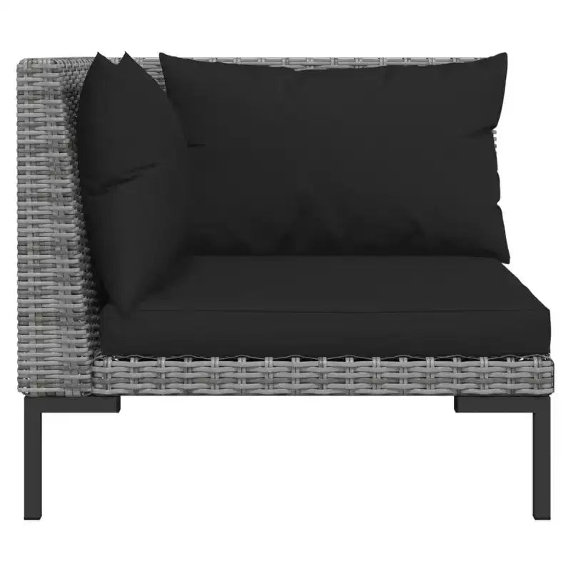 vidaXL Salon de jardin modulaire avec table, Résine tressée, Gris foncé