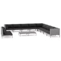 vidaXL Patio Lounge Set Outdoor Sectional Sofa 12 Piece Poly Rattan Dark Gray with Cushions - Perfect for Garden, Deck, or Patio