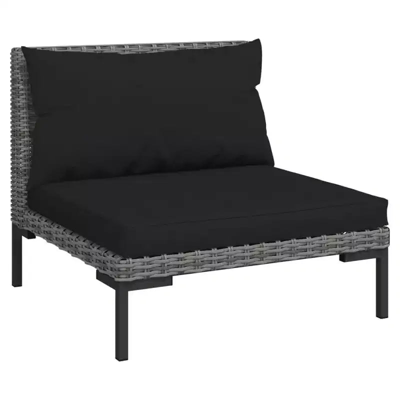 vidaXL Salon de jardin modulaire d'extérieur 12 pièces en polyrotin gris foncé avec coussins - Parfait pour le jardin, la terrasse ou le patio