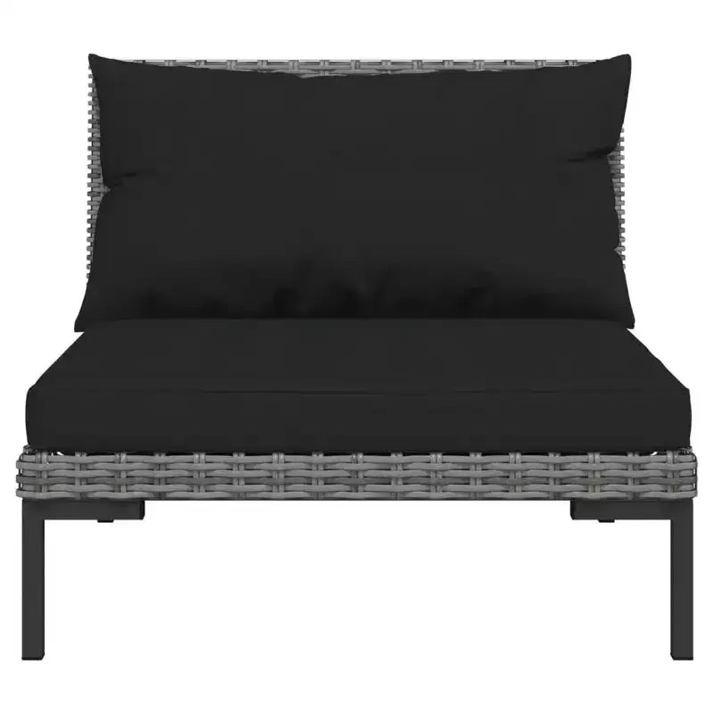vidaXL Salon de jardin modulaire d'extérieur 12 pièces en polyrotin gris foncé avec coussins - Parfait pour le jardin, la terrasse ou le patio