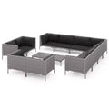 vidaXL Patio Lounge Set Outdoor Sectional Corner Sofa Poly Rattan Dark Grey