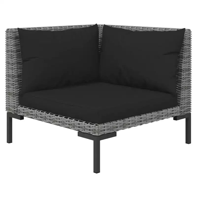 vidaXL Salon de jardin d'angle en résine tressée gris foncé