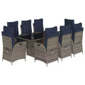 vidaXL Patio Dining Set with Cushions Outdoor Garden Seating Gray Poly Rattan