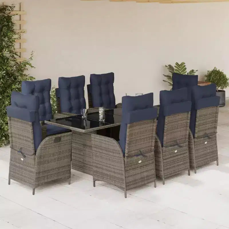 vidaXL Salon de jardin avec coussins en résine tressée gris