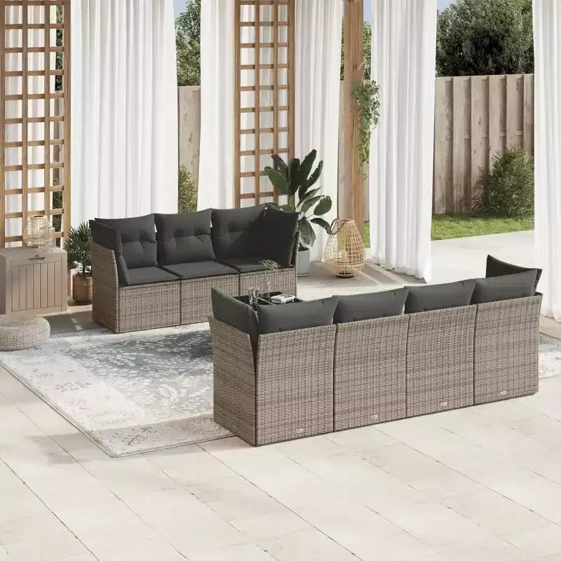 vidaXL Salon de jardin en rotin PE gris 8 pièces Modulable