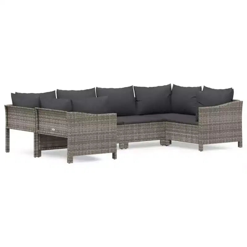 vidaXL Patio Furniture Set Outdoor Armchair with Cushions Gray Poly Rattan