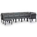 vidaXL 7 Piece Patio Lounge Set Black and Gray Poly Rattan