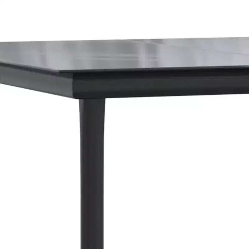 vidaXL Salon de jardin gris et noir en résine tressée, acier et verre trempé - Longueur de la table 140 cm, 4 pièces