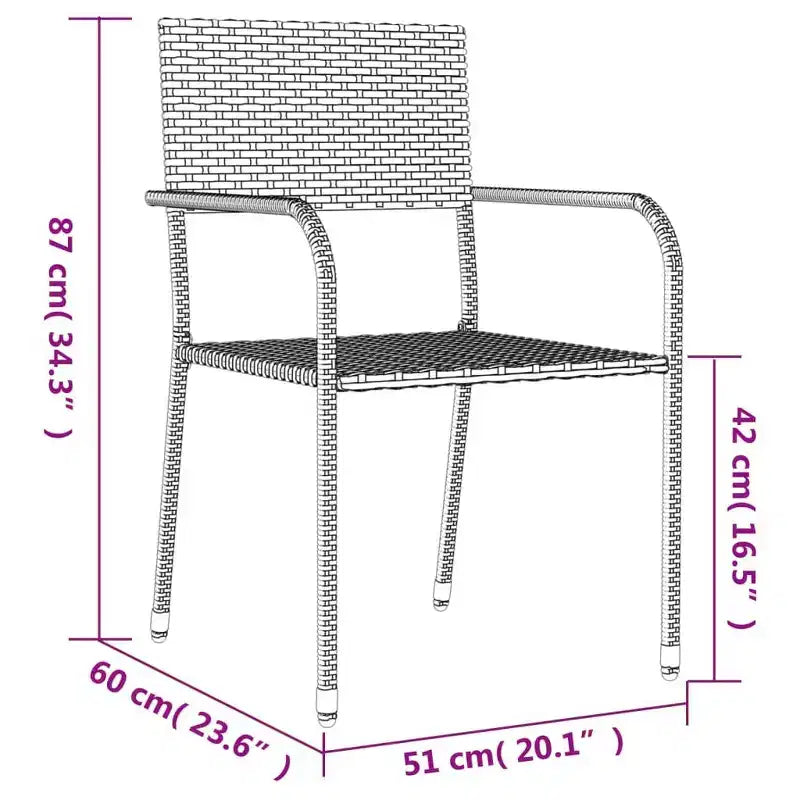 vidaXL Salon de jardin gris et noir en résine tressée, acier et verre trempé - Longueur de la table 140 cm, 4 pièces