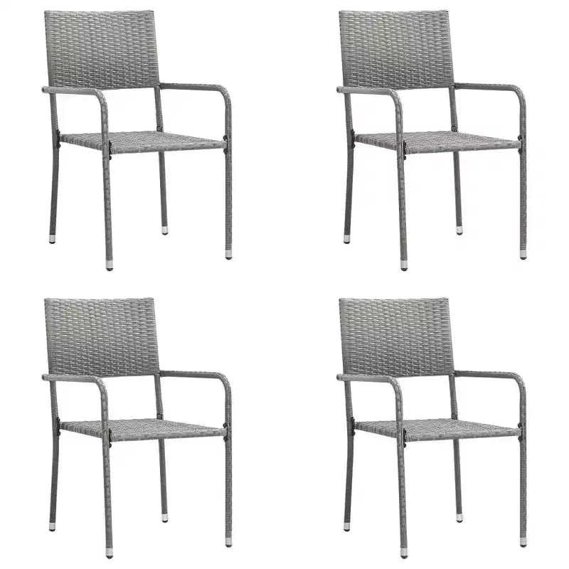 vidaXL Salon de jardin gris et noir en résine tressée, acier et verre trempé - Longueur de la table 140 cm, 4 pièces