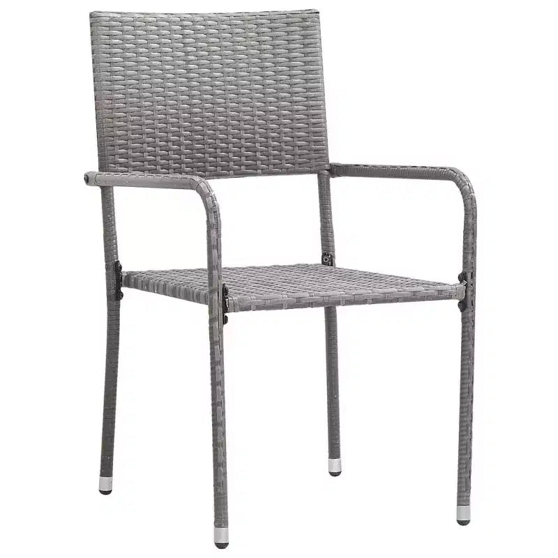 vidaXL Salon de jardin gris et noir en résine tressée, acier et verre trempé - Longueur de la table 140 cm, 4 pièces