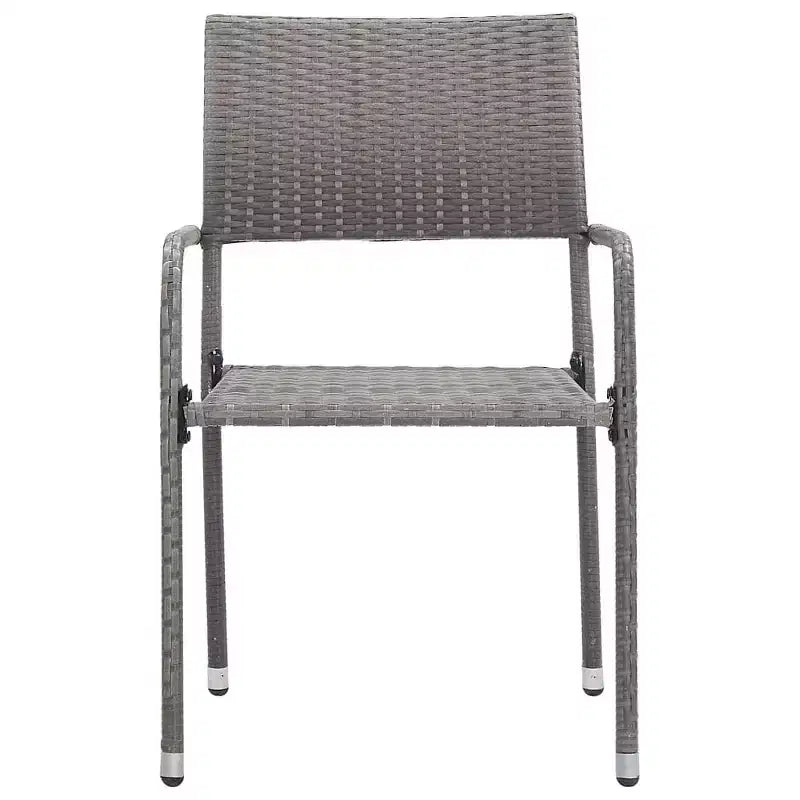 vidaXL Salon de jardin gris et noir en résine tressée, acier et verre trempé - Longueur de la table 140 cm, 4 pièces