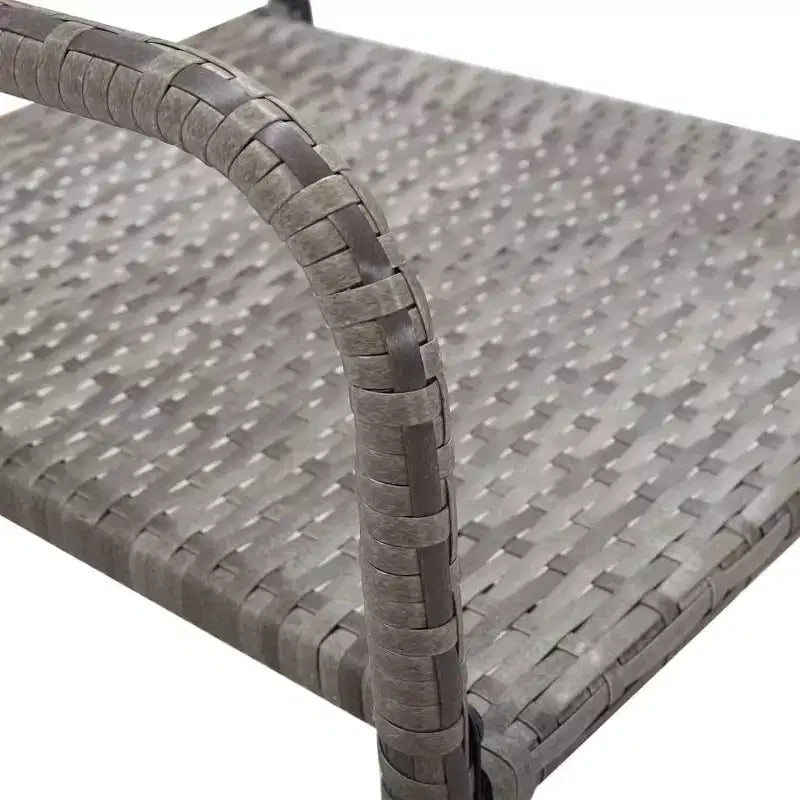 vidaXL Salon de jardin gris et noir en résine tressée, acier et verre trempé - Longueur de la table 140 cm, 4 pièces