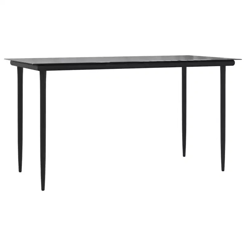 vidaXL Salon de jardin gris et noir en résine tressée, acier et verre trempé - Longueur de la table 140 cm, 4 pièces