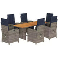vidaXL Patio Dining Set with Cushions Outdoor Table and Chair Gray Poly Rattan