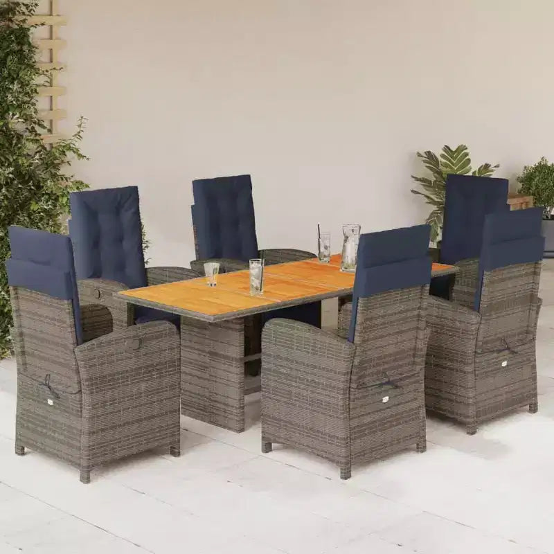 vidaXL Salon de jardin avec coussins Table et chaises d'extérieur en résine tressée grise
