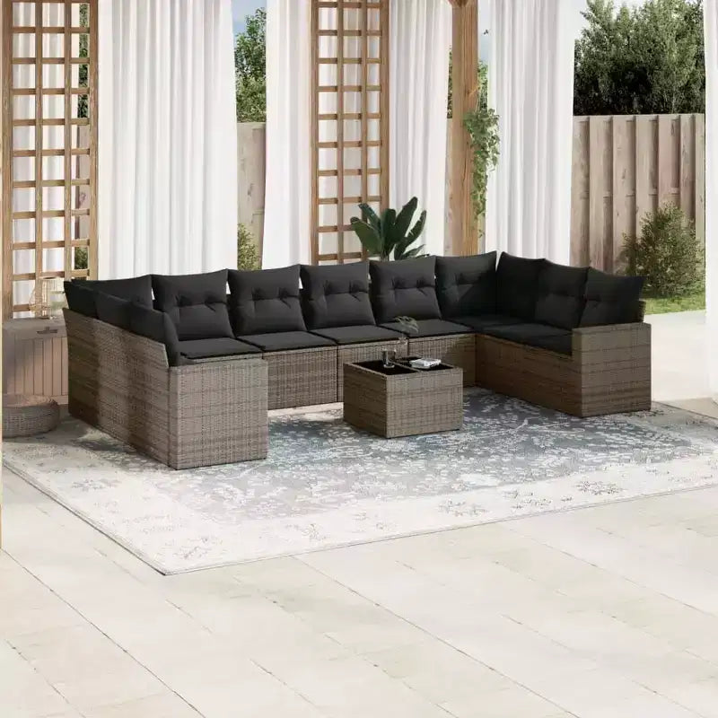 vidaXL Salon de jardin gris, gris foncé