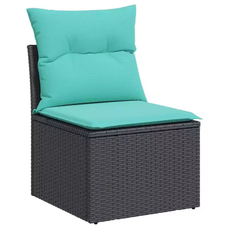 vidaXL Salon de jardin - Noir et bleu