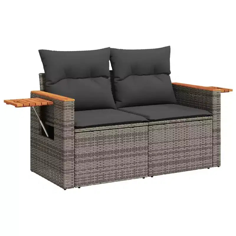 vidaXL Salon de jardin 6 pcs en résine tressée gris avec accoudoirs réglables