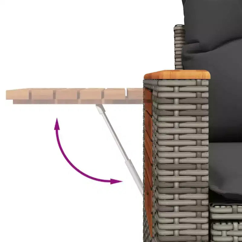 vidaXL Salon de jardin 6 pcs en résine tressée gris avec accoudoirs réglables