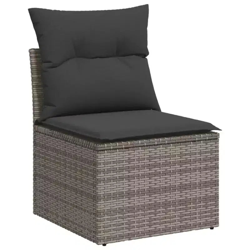 vidaXL Salon de jardin 6 pcs en résine tressée gris avec accoudoirs réglables
