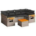 vidaXL Garden Sofa Set Grey PE rattan Large Adjustable Feet