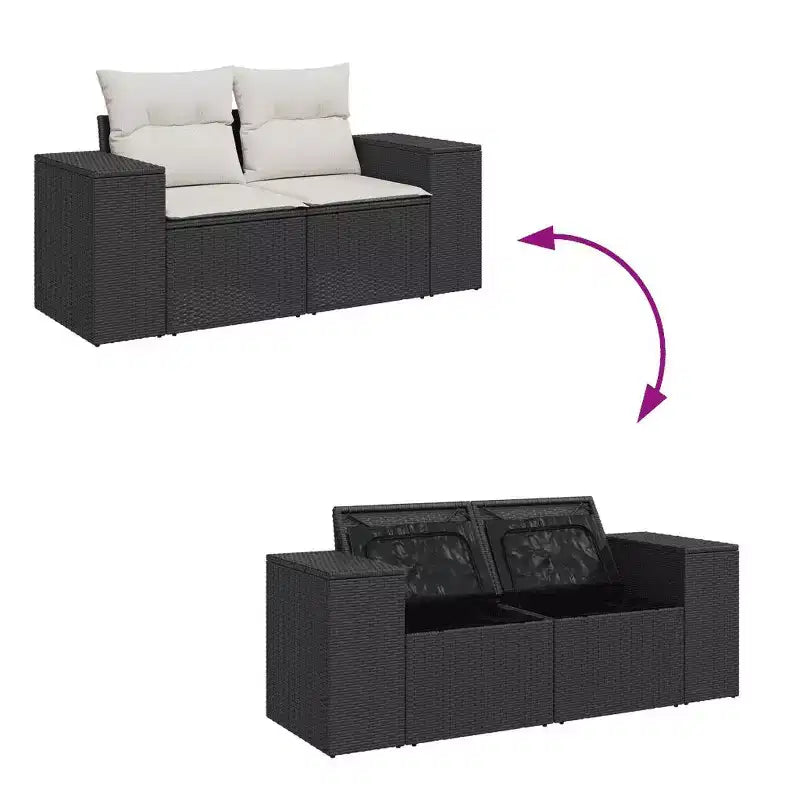 vidaXL Salon de jardin noir