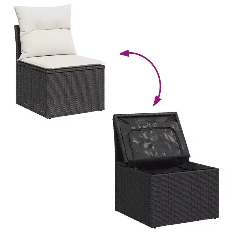 vidaXL Salon de jardin noir résine tressée 7 pièces modulable