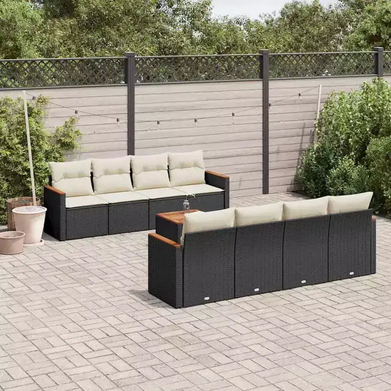 vidaXL Salon de jardin noir et blanc crème en résine tressée grand modulable