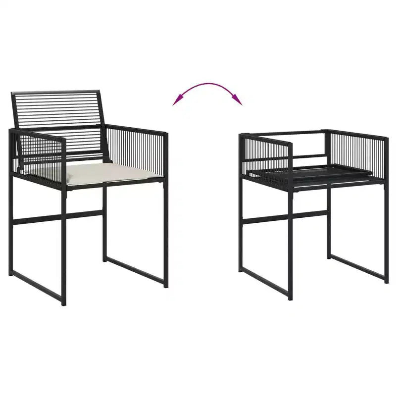 vidaXL Ensemble de salle à manger d'extérieur 9 pièces en résine tressée noire avec coussins, table rectangulaire en verre, chaises pliantes