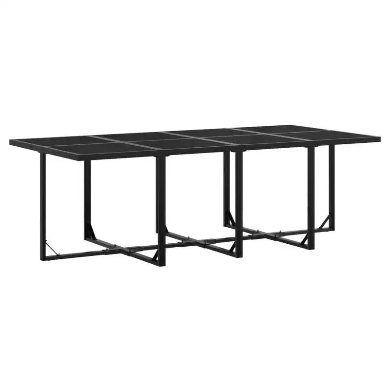 vidaXL Ensemble de salle à manger d'extérieur 9 pièces en résine tressée noire avec coussins, table rectangulaire en verre, chaises pliantes