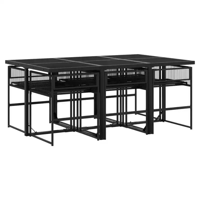 vidaXL Ensemble de salle à manger de patio avec coussins Table et chaise d'extérieur en résine tressée noire