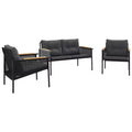 vidaXL Patio Chairs with Cushions Seating Outdoor Garden Furniture Black Steel