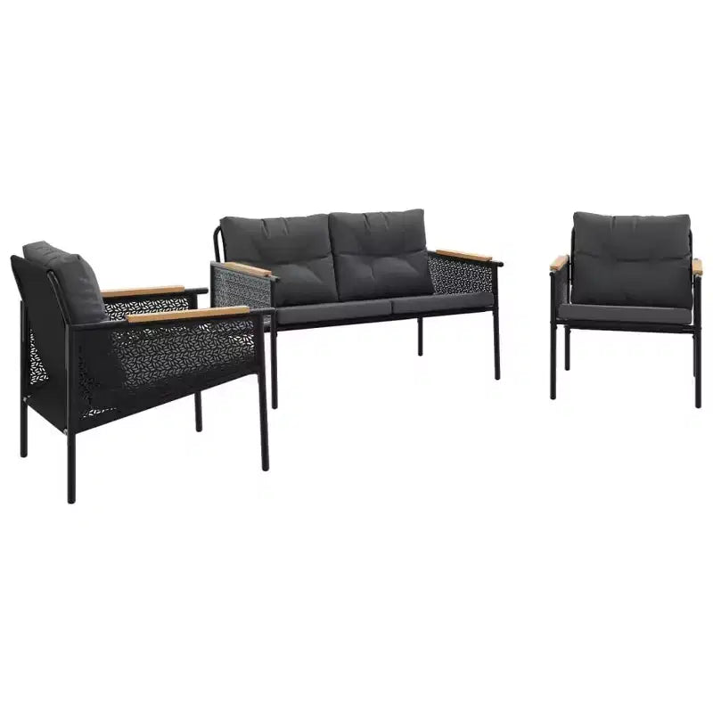 vidaXL Patio Chairs with Cushions Seating Outdoor Garden Furniture Black Steel